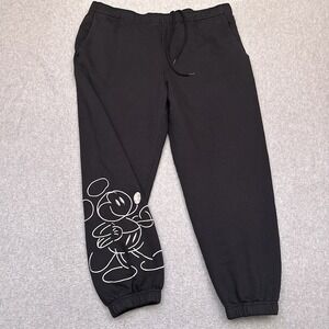 Disney Mickey Genuine Mousewear Sweatpants Adult XL Black Organic Cotton EUC